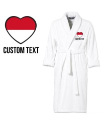 Indonesia Flag Heart Shape Embroidery Logo with Custom Text Embroidered Bathrobes